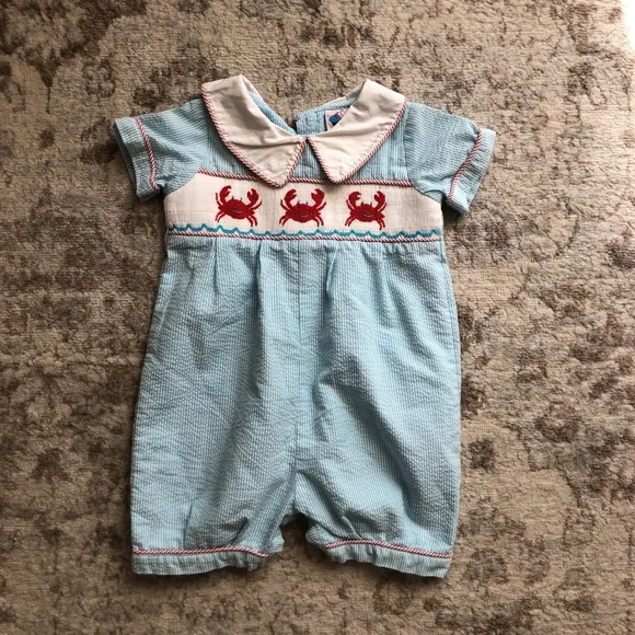 Smocked Crab Romper - Picture 2 of 5